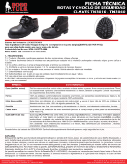 ficha t&eacute;cnica botas y choclo de seguridad claves tn3010