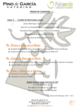 Men&uacute; de bautizos y comuniones