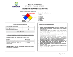 Hoja de Seguridad Aceite Lubricante para Motor