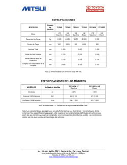 especificaciones especificaciones de los motores