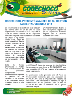 CODECHOC&Oacute;, PRESENT&Oacute; AVANCES DE SU GESTI&Oacute;N