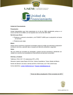 Unidad de Financiamiento Presentaci&oacute;n: Unidad