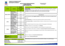 Tabla de costos Regulares 2015