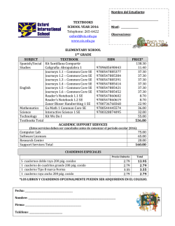 TEXTBOOKS SCHOOL YEAR 2016 Telephone: 265