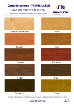 Carta de colores Tropic Lasur