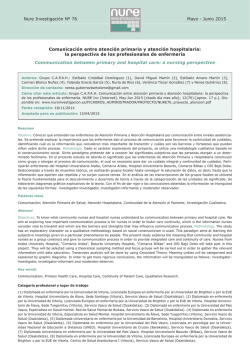 Comunicaci&oacute;n entre atenci&oacute;n primaria y atenci&oacute;n hospitalaria: la