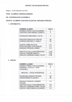 CENTRO DE ESTUDIOS PROTEA Ibagu&eacute;, 12 de Diciembre de