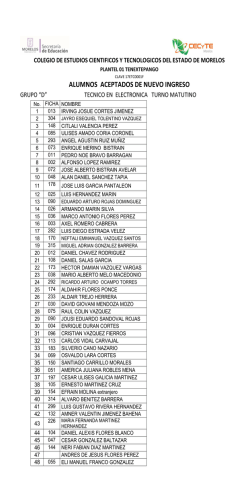 alumnos aceptados de nuevo ingreso