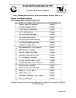 Lista de Admitidos - Instituto Tecnol&oacute;gico Superior Progreso