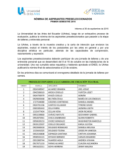 N&Oacute;MINA DE ASPIRANTES PRESELECCIONADOS