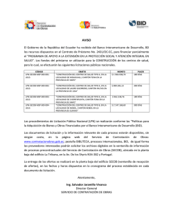 El Gobierno de la Rep&uacute;blica del Ecuador ha recibido del Banco