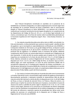 Bolet&iacute;n HTD 1 - Hockey Sur de Cordoba :. ACRAHSC