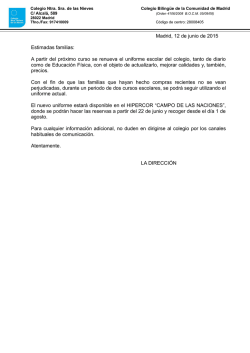 nuevos uniformes curso 2015/2016 - colegio `nuestra se&ntilde;ora de las