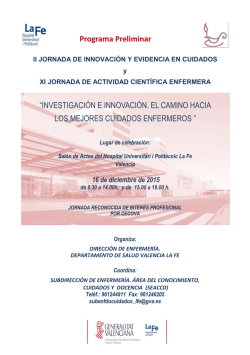 Programa Preliminar - AulaFe. Hospital Universitari i Polit&egrave;cnic La