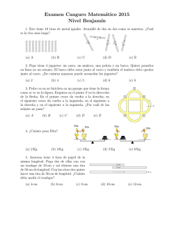 Examen Canguro Matem&aacute;tico 2015 Nivel Benjam&acute;ın