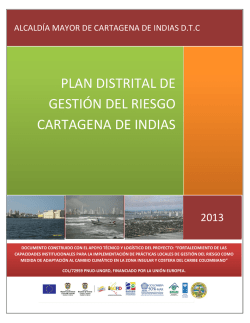 PLAN DISTRITAL DE GESTI&Oacute;N DEL RIESGO CARTAGENA