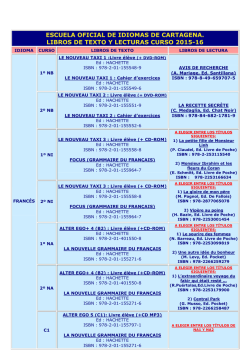 LIBROS DE TEXTO Y LECTURA CURSO 2015