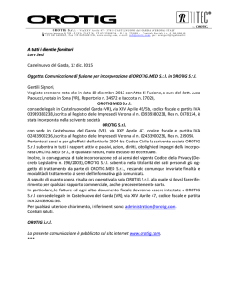 Comunicazione di fusione per incorporazione di OROTIG