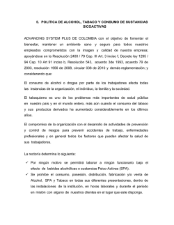 Pol&iacute;tica de Alcohol, Tabaco y Consumo de Sustancias Sicoactivas