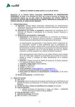 ANUNCIO DE CONTRATO DE OBRAS SUJETO A LA D.A.8&ordf; DEL