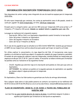 inscripci&oacute;n temporada 2015-2016 - Club de Baloncesto Isaac Newton