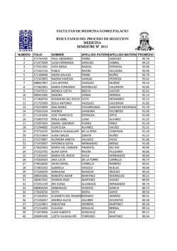 MEDICINA SEMESTRE B 2015 - Facultad de Medicina G&oacute;mez Palacio