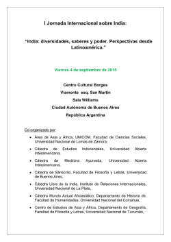 Jornada Internacional sobre India 2015. CONVOCATORIA. Mayo