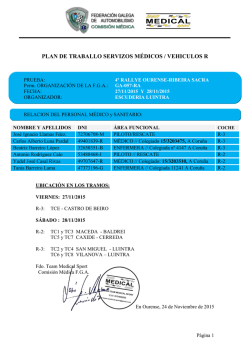 PLAN DE TRABALLO SERVIZOS M&Eacute;DICOS / VEHICULOS R
