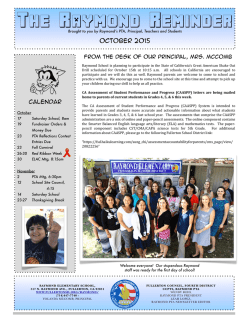 Raymond Reminder &ndash; October 2015