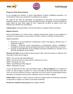 Programa Visi&oacute;n Emprendedora Es una estrategia para fomentar la