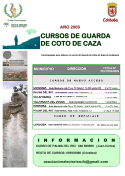 CURSOS DE GUARDA DE COTO DE CAZA . .