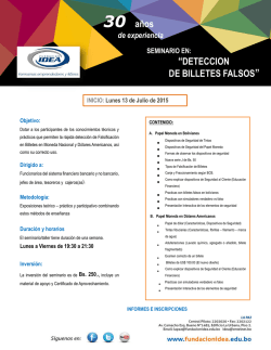 &ldquo;DETECCION DE BILLETES FALSOS&rdquo; 30 a&ntilde;os