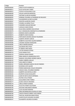 C&oacute;digo Nombre 000000000004 PABLO ACOSTA BERROCAL