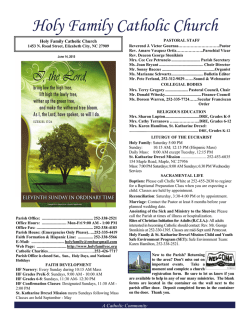 June 14 - Holy Family Parish