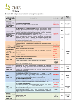 En el a&ntilde;o 2015 est&aacute; prevista la realizaci&oacute;n de los siguientes