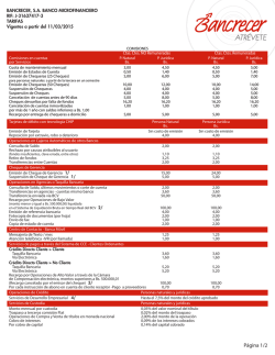 Tarifas y Comisiones