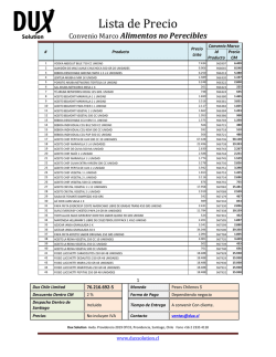 Lista de Precio Alimentos no Perecible