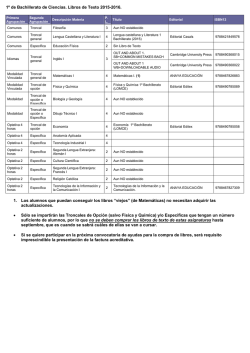 1&ordm; Bachillerato de Ciencias y Tecnolog&iacute;a