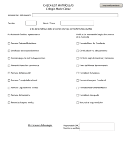 CHECK-LIST MATR&Iacute;CULAS Colegio Marie Clarac