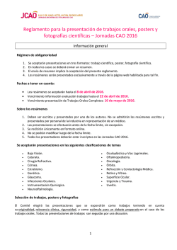 Reglamento para la presentaci&oacute;n de trabajos orales, posters y