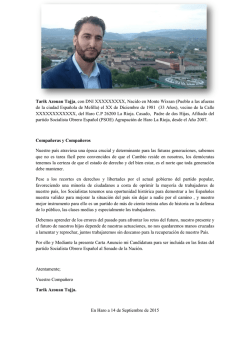 Tarik Azouau Tajja, con DNI XXXXXXXXX, Nacido en Monte Wixsan