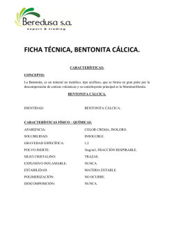 FICHA T&Eacute;CNICA, BENTONITA C&Aacute;LCICA.