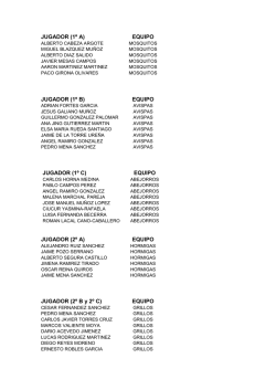 JUGADOR (1&ordm; A) EQUIPO JUGADOR (1&ordm; B) EQUIPO JUGADOR (1&ordm;