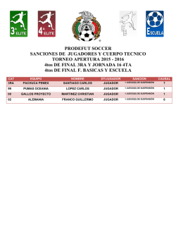 PRODEFUT SOCCER SANCIONES DE JUGADORES Y CUERPO