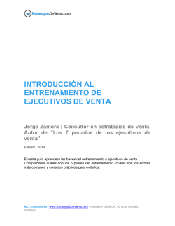 INTRODUCCI&Oacute;N AL ENTRENAMIENTO DE EJECUTIVOS DE VENTA
