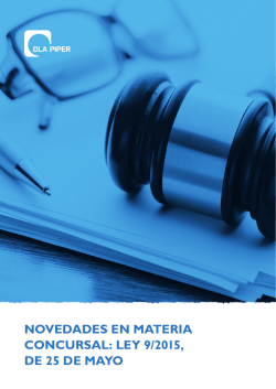 NOVEDADES EN MATERIA CONCURSAL: LEY 9/2015