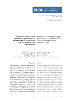 Orientaci&oacute;n a las metas acad&eacute;micas, persistencia y rendimiento en