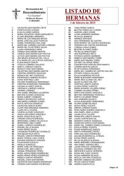 listado de hermanas - Hermandad del Descendimiento de Medina