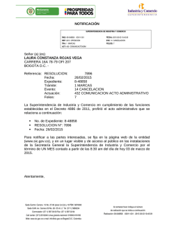 NOTIFICACI&Oacute;N Se&ntilde;or (a) (es) LAURA CONSTANZA ROJAS VEGA