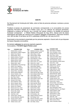 Admesos policia P01/2015 - Ajuntament de Cerdanyola del Vall&egrave;s